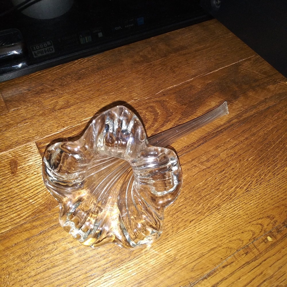 Clear hand blown glass lily